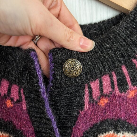 Woolrich Vintage Gray Handframed Long Sleeve Button Wool Mohair Blend Sweater - Picture 5 of 8